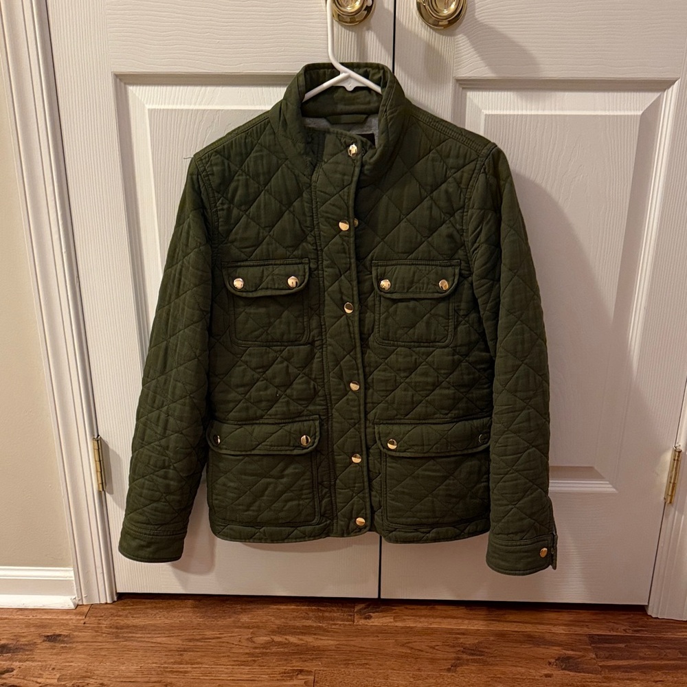 J. Crew Dark Green Quilted Utility Jacket